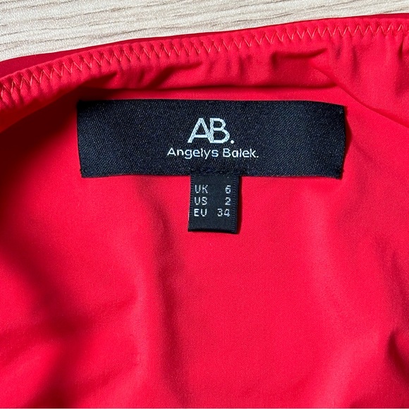 *NWOT Angelys Balek Cross Neck Wrap Front Bikini & String Brief in salsa - Picture 7 of 14